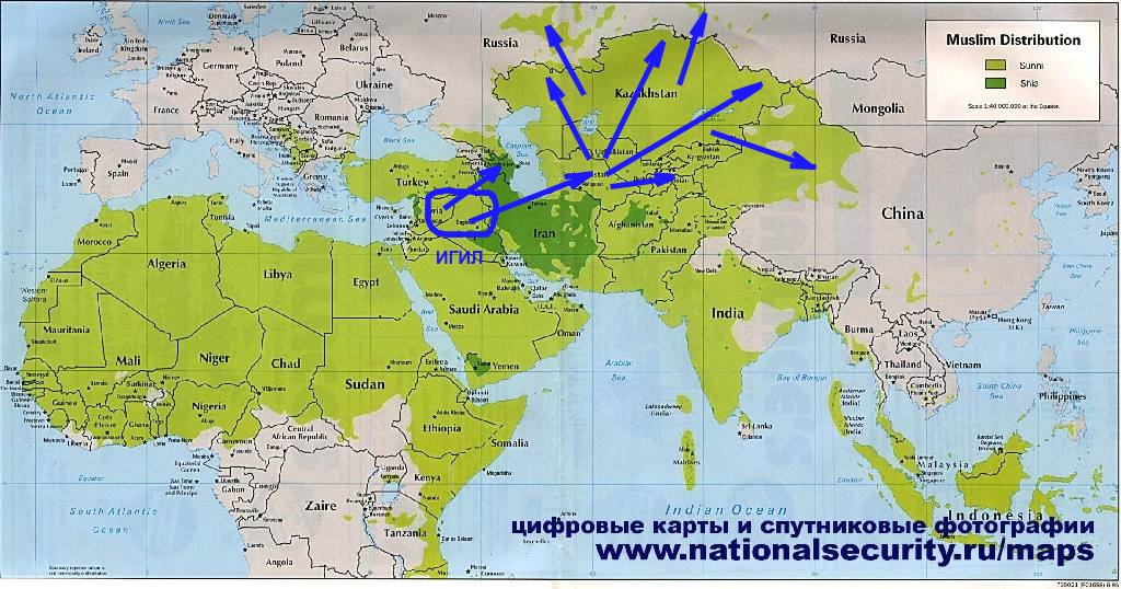 Possible IS/ISIS Offensive in Middle East (Quelle: Minist. f. Nationale Sicherheit, Russland, 2015)